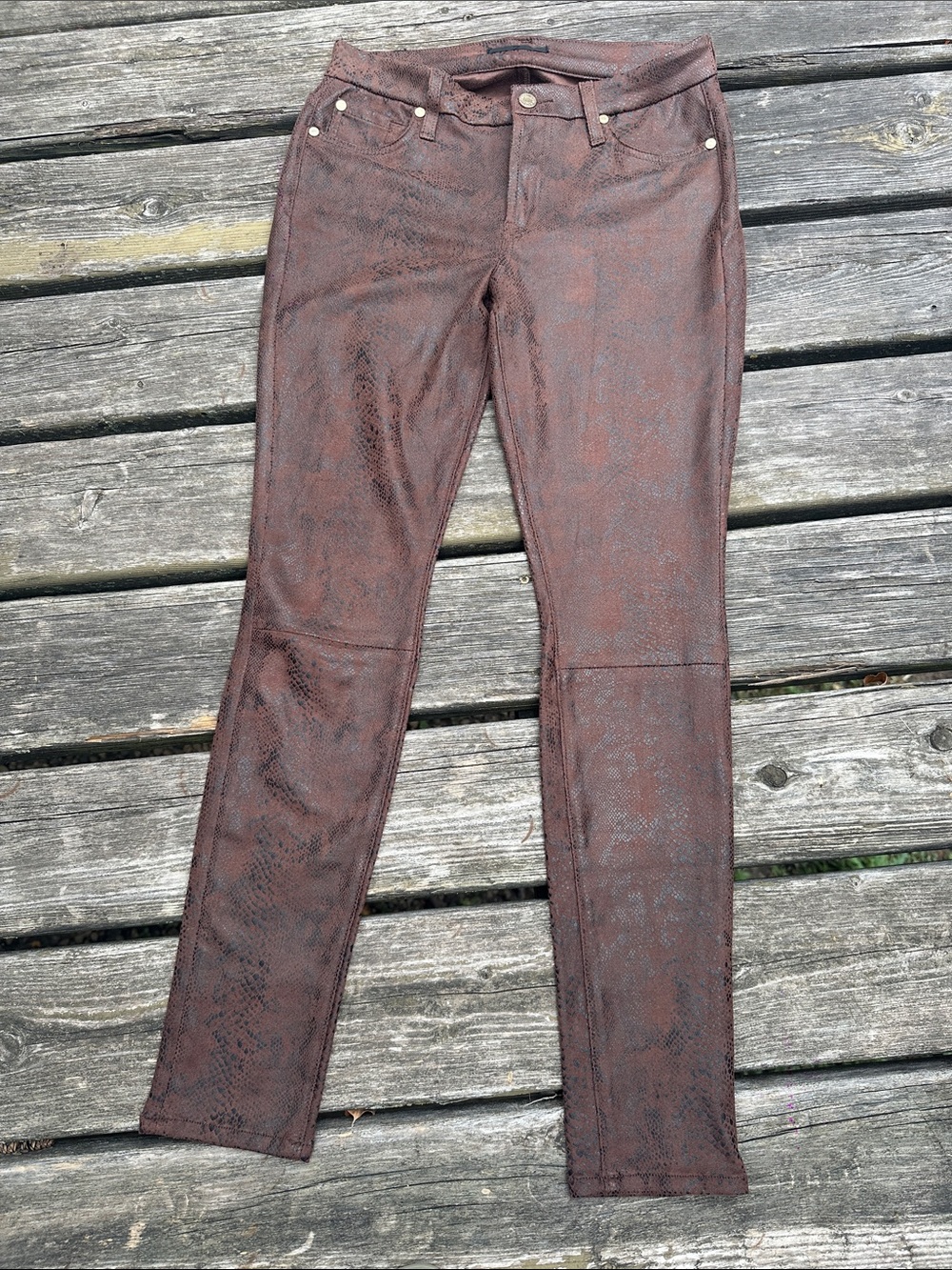7 For All Mankind jeans Women's Brown Faux-Snakeskin Skinny Pants